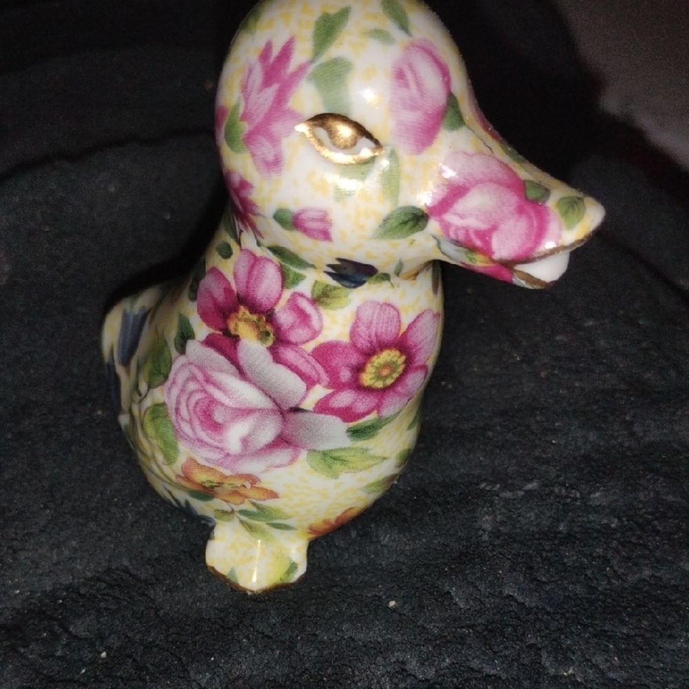 Floral Ceramic Duck Figurine